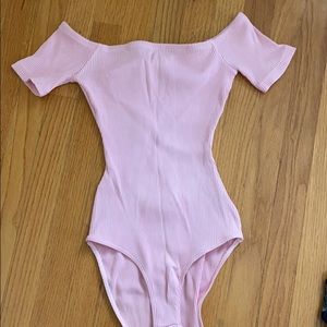 Pink Off the Shoulder Bodysuit